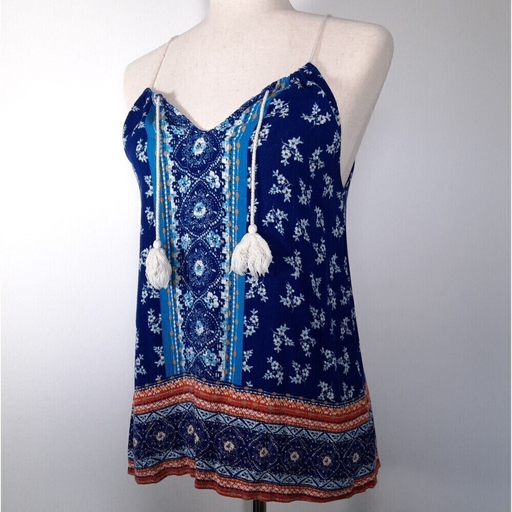 Staccato Halter Tank Top Size Small Adjustable Drawstring Hippie Boho Festival